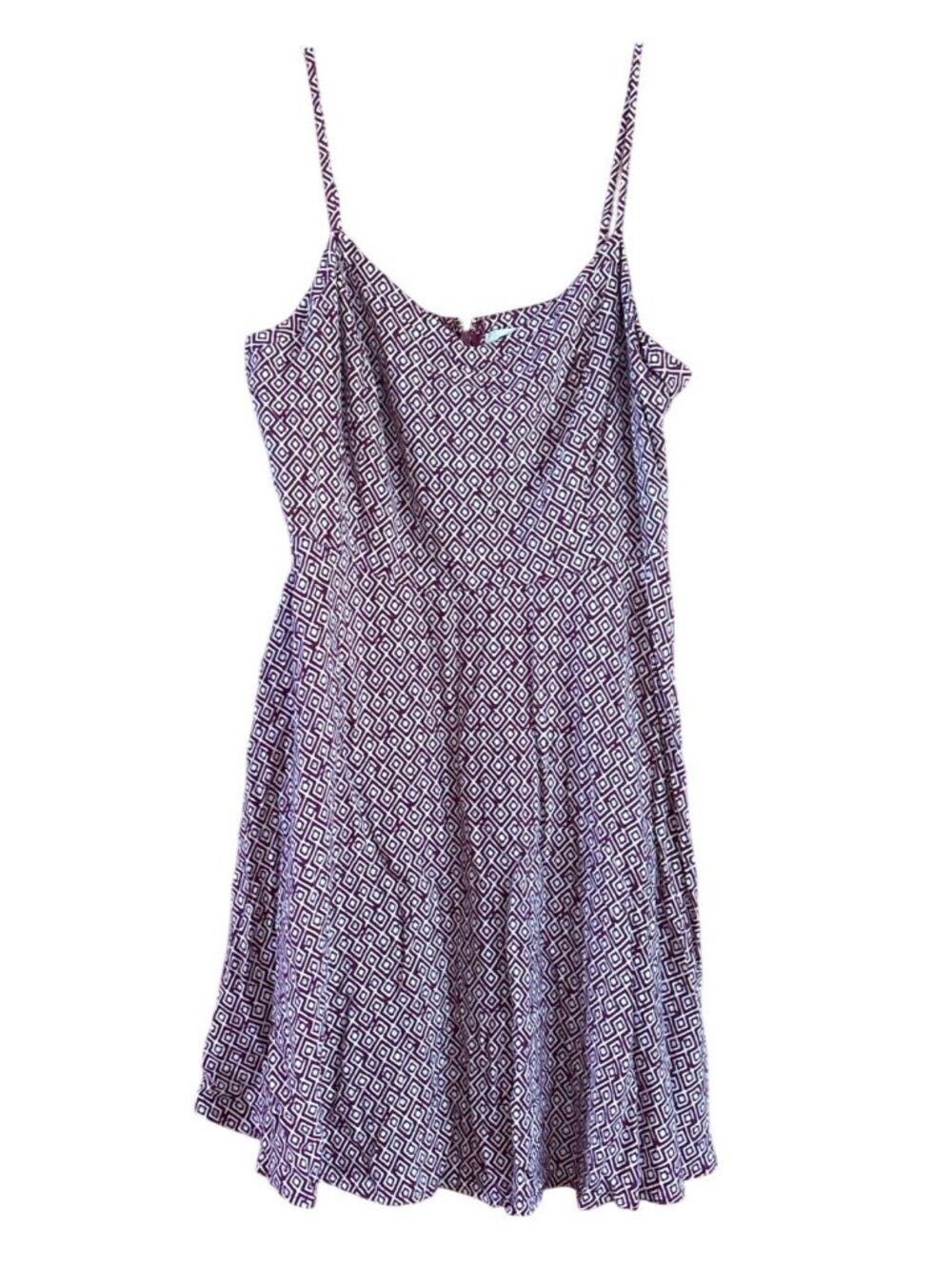 Old Navy Summer Dress Womens XL Sleeveless Diamond Print Burgundy & White